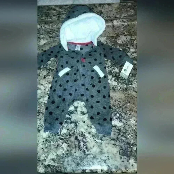 Carter's Other - Carter's one piece winter wear. black and gray polka dot. 3 month new tags